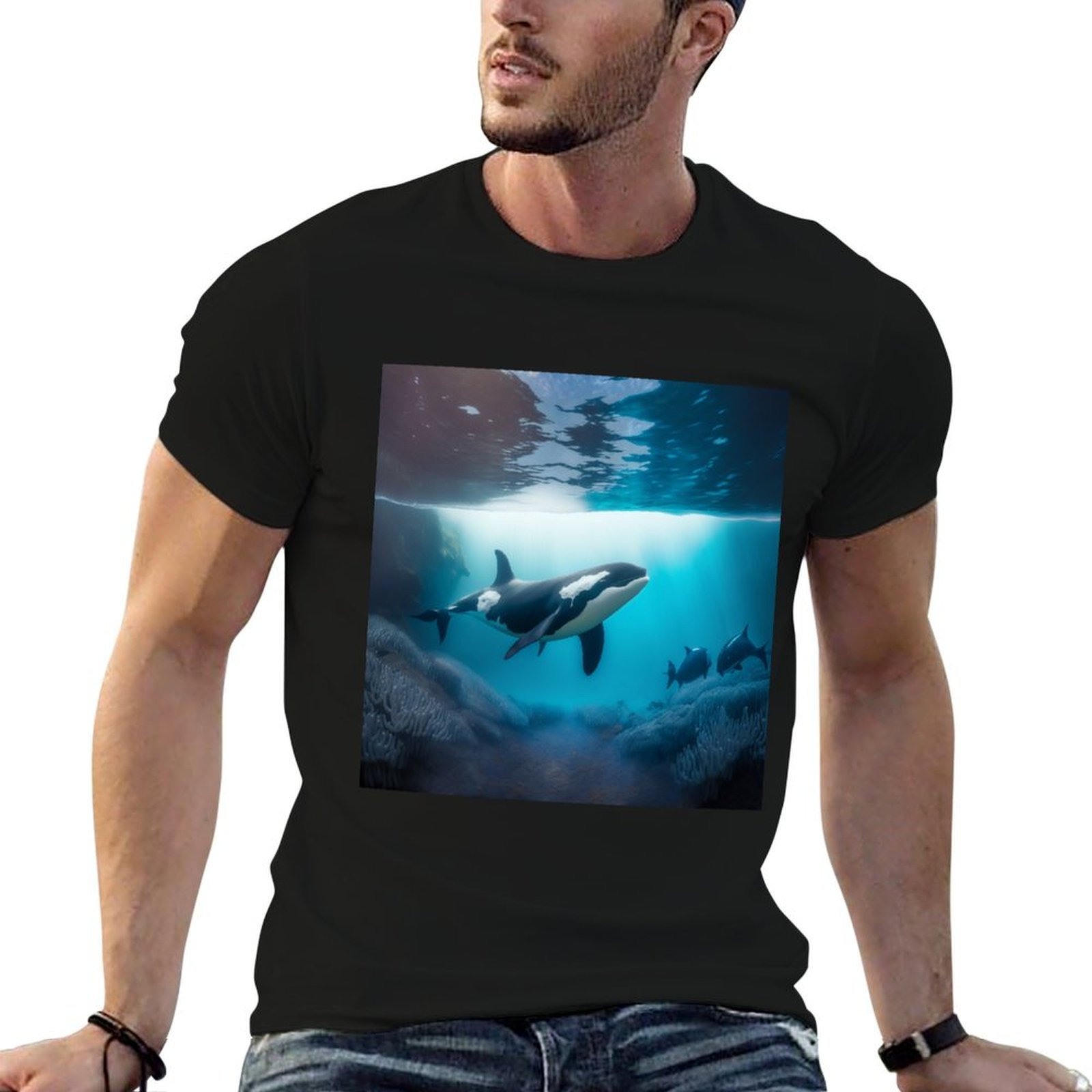 Undershirt Crew Neck - Kaos Under Sea Orca Kaos Kerah