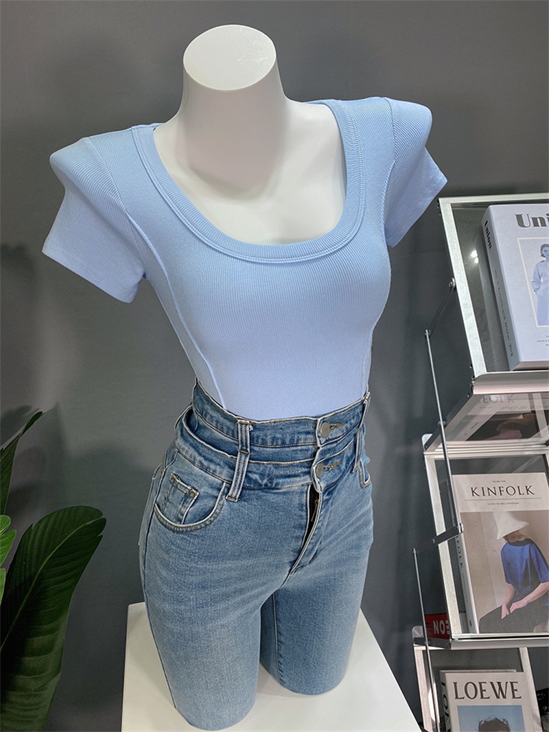 Base Layer Top - Kaus Kerah U Lengan Pendek Efek