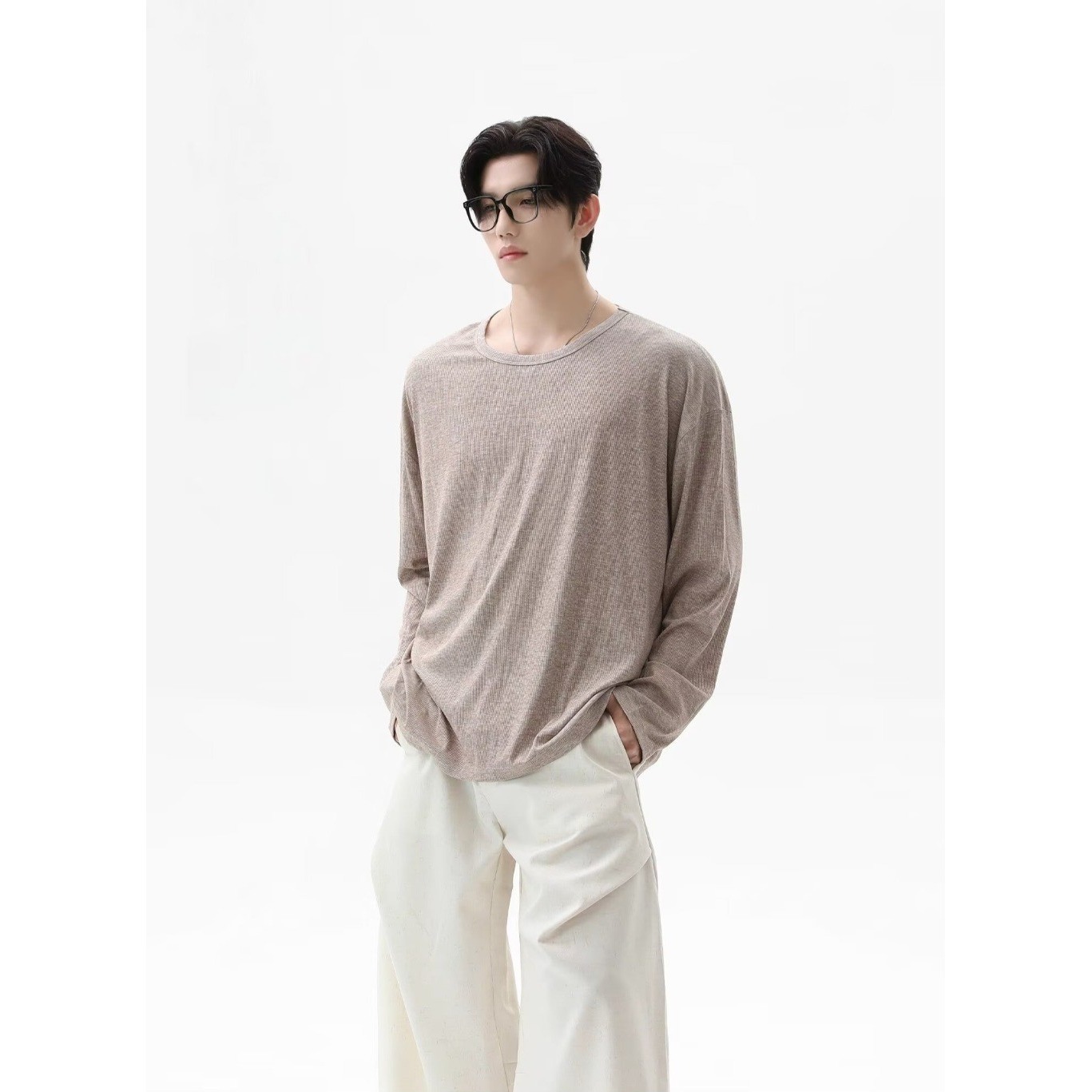 Undershirt Crew Neck - Kaos Lengan Panjang Tekstur Baru Musim