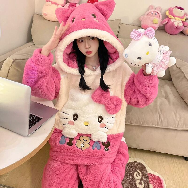 Thermal Long John - Sanrios Cinnamoroll Coral Velvet Pajamas Wanita