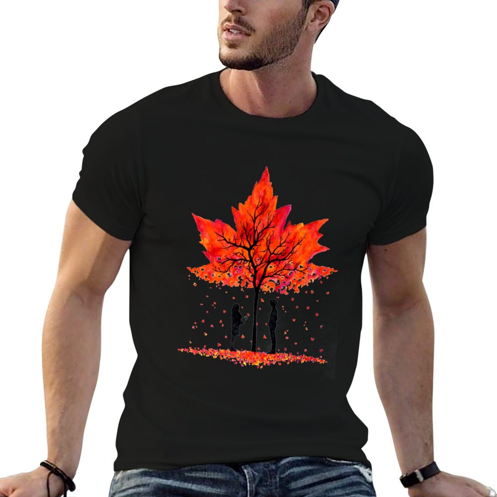 Undershirt Crew Neck - Kaos Love under the Maple Tree
