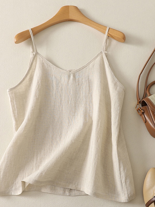 Rompi Tali Linen Murni yang Da - Base Layer Top ulasan dan harga